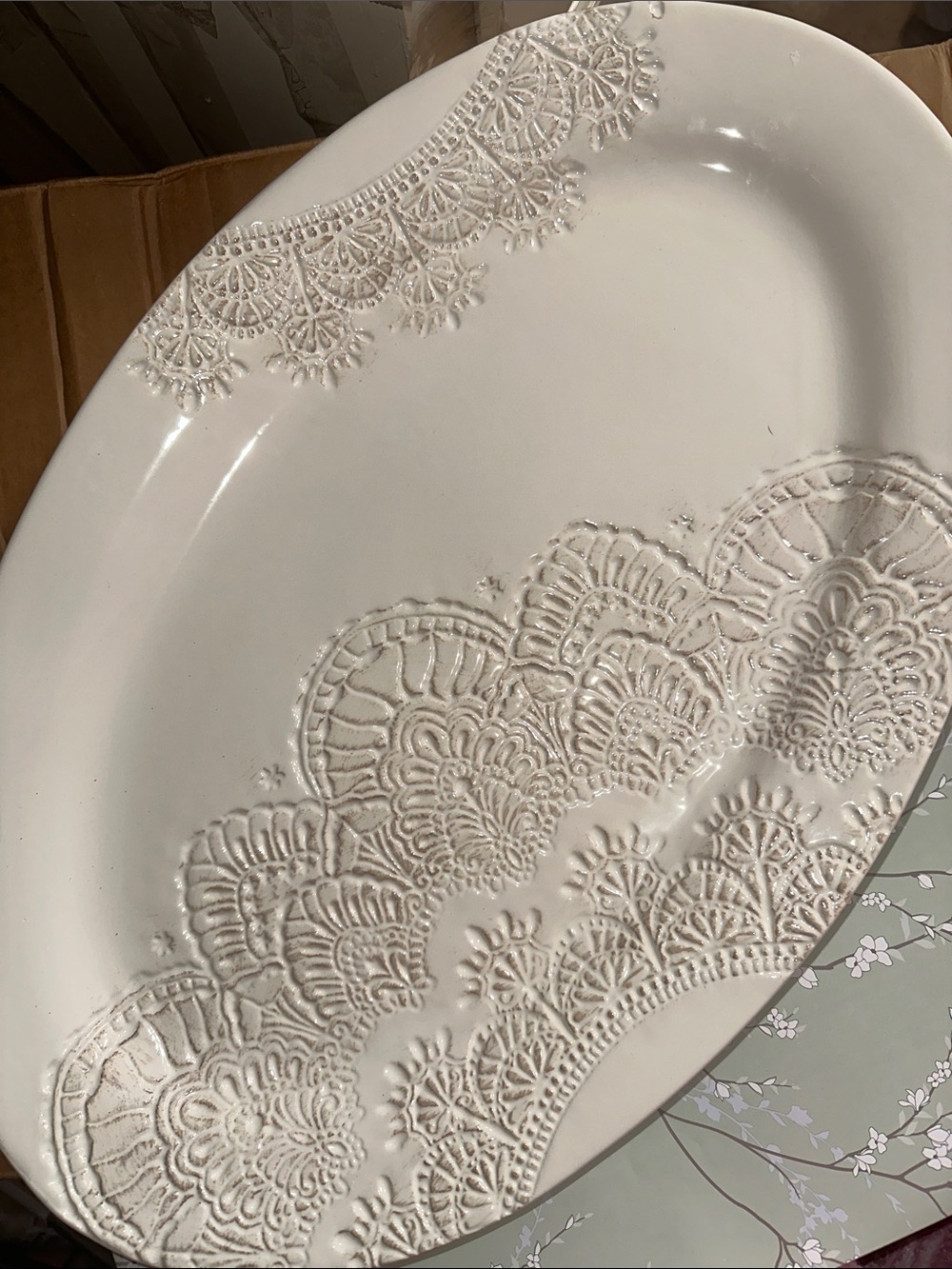 The Pioneer Woman Large Oval Serving Platter in Off-White Cream NWT